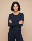 Tee-shirt col rond manches longues en coton modal NINA 1