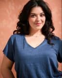 Tee-shirt ALINA 100% lin col V 1