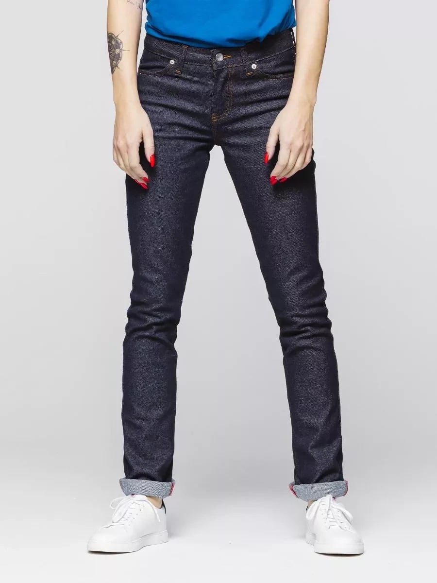Jeans 203 N  5 poches slim femme, Indigo brut