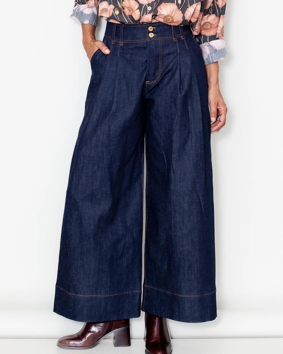 Pantalon LOU large denim, Denim