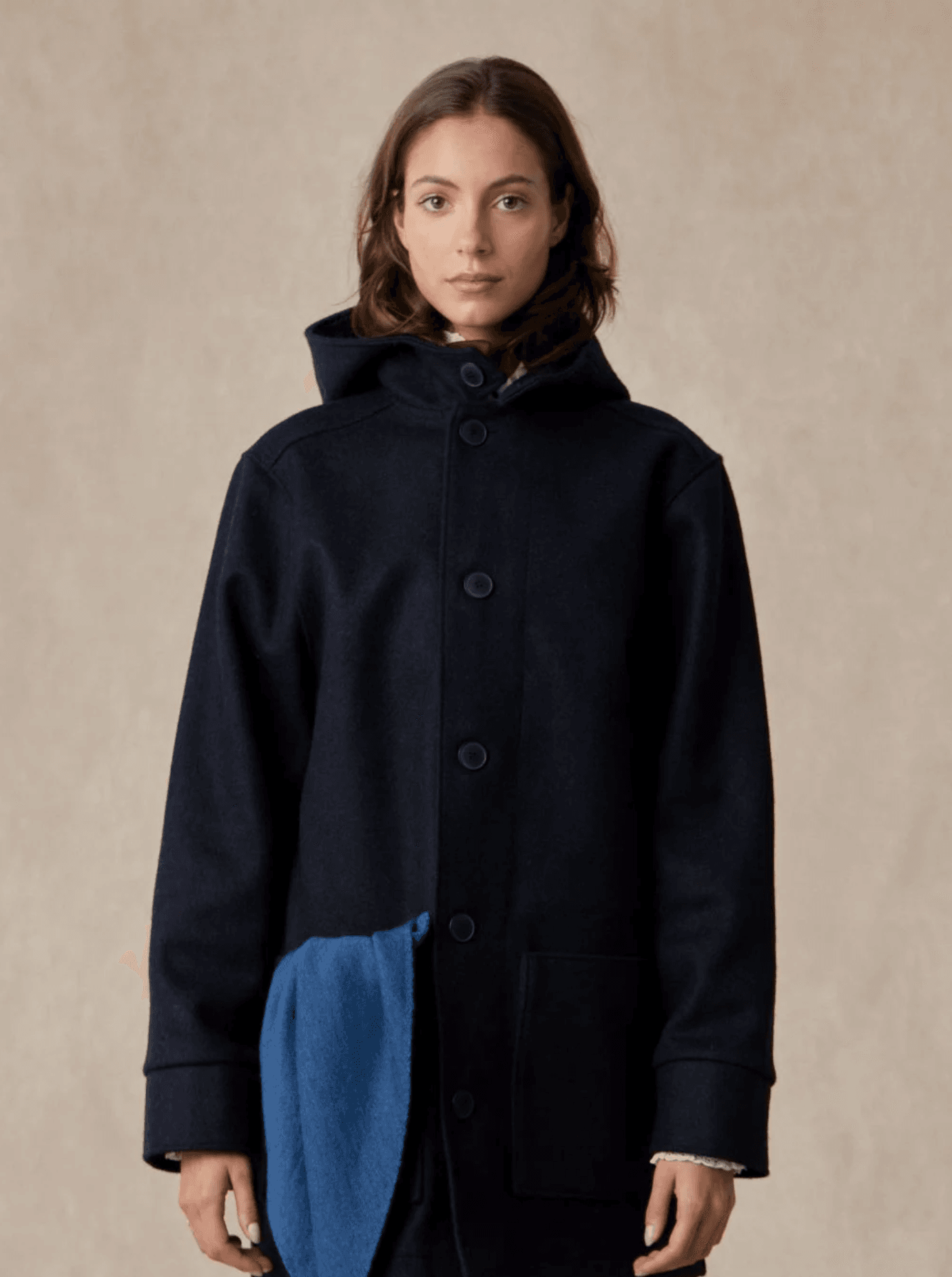 Manteau drap de laine femme, Marine