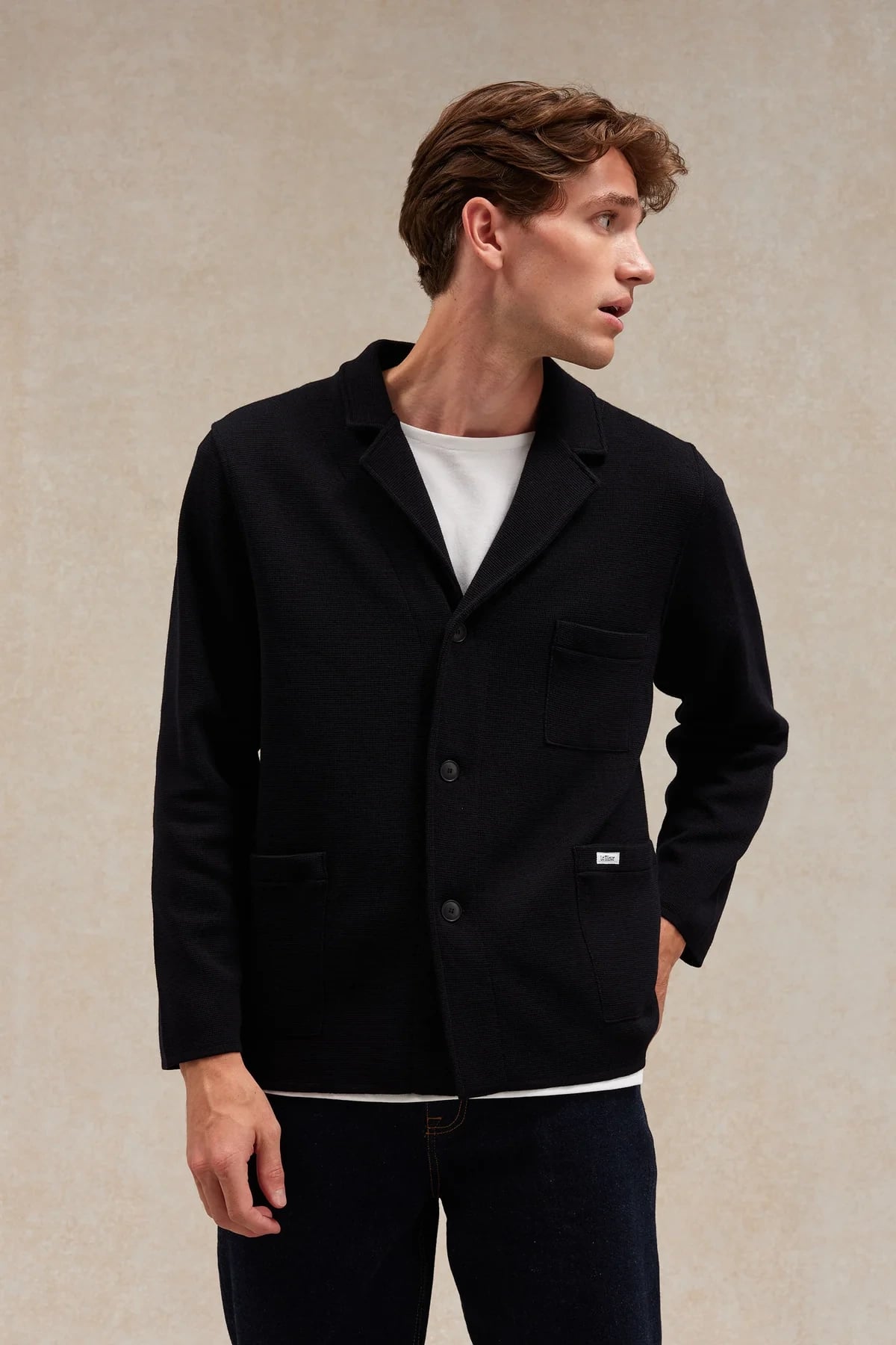 Blazer Milano bleu marine en laine mérinos pour homme, Marine