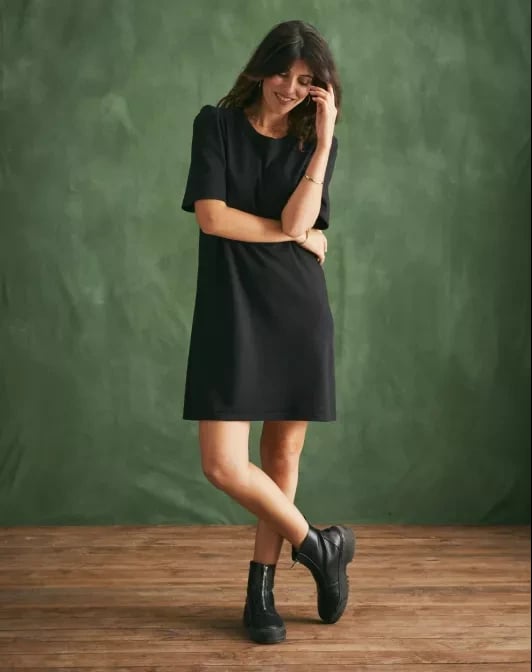Robe maille ELISABETH manches courtes, Noir