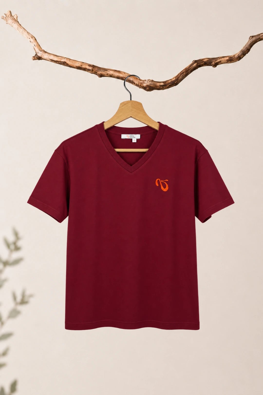 Tee-shirt col V jersey manches courtes, Bordeaux