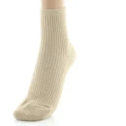 Chaussettes courtes à cotes lurex, Sable