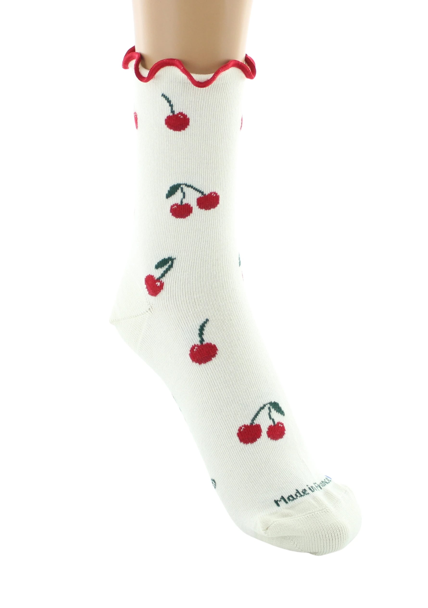 Mi chaussettes  cerises, Ecru