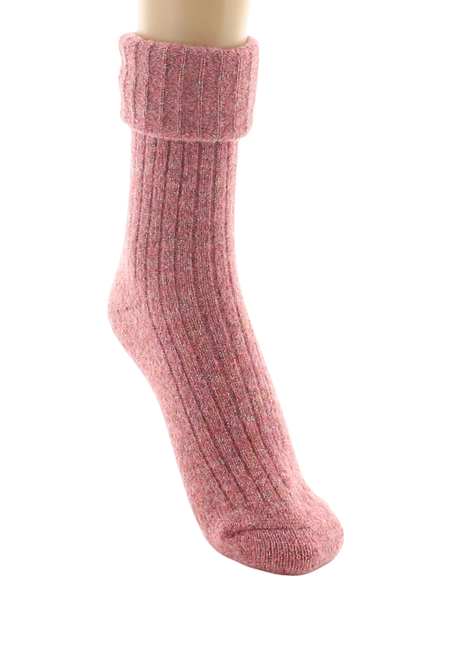 Mi chaussettes femme à côtes en laine, Rose