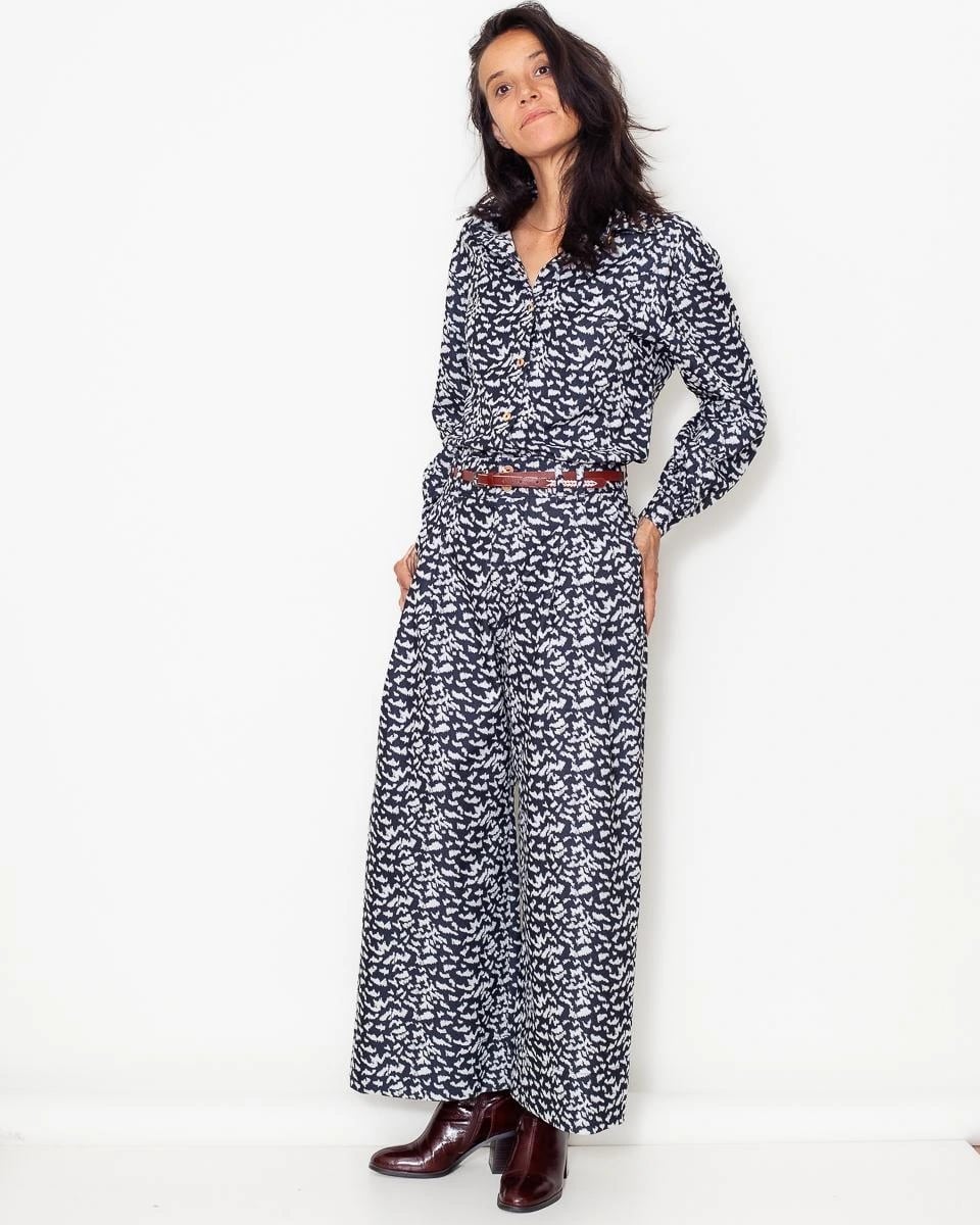 Atelier Tiket Pantalon large LOU imprimé Léopold, imprimé léopold