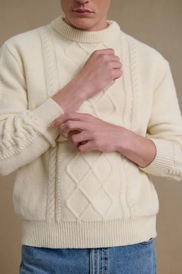 LE MINOR Pull irlandais col rond, Ecru