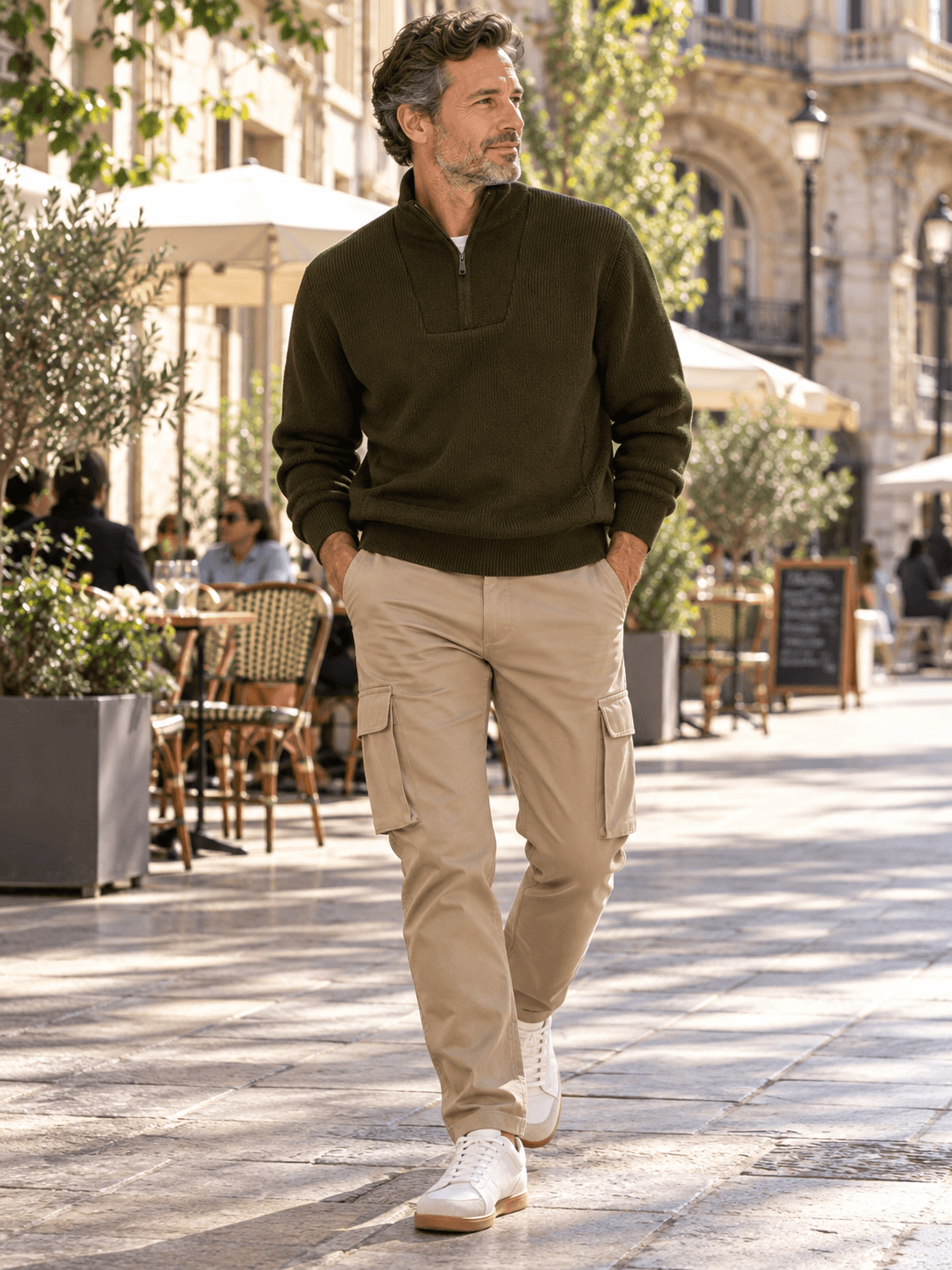LE MINOR Pull col camionneur, Olive