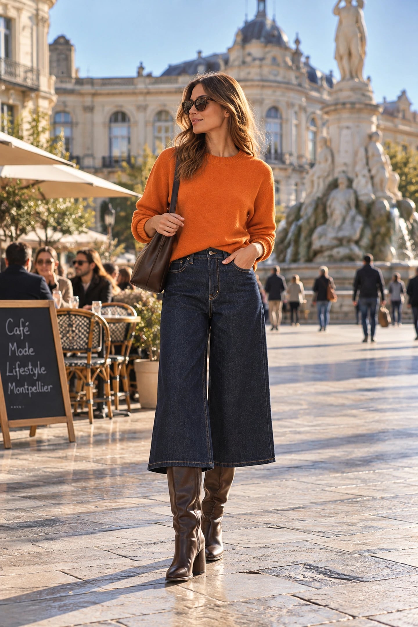 Valeur Ajoutée Jupe culotte denim, stone