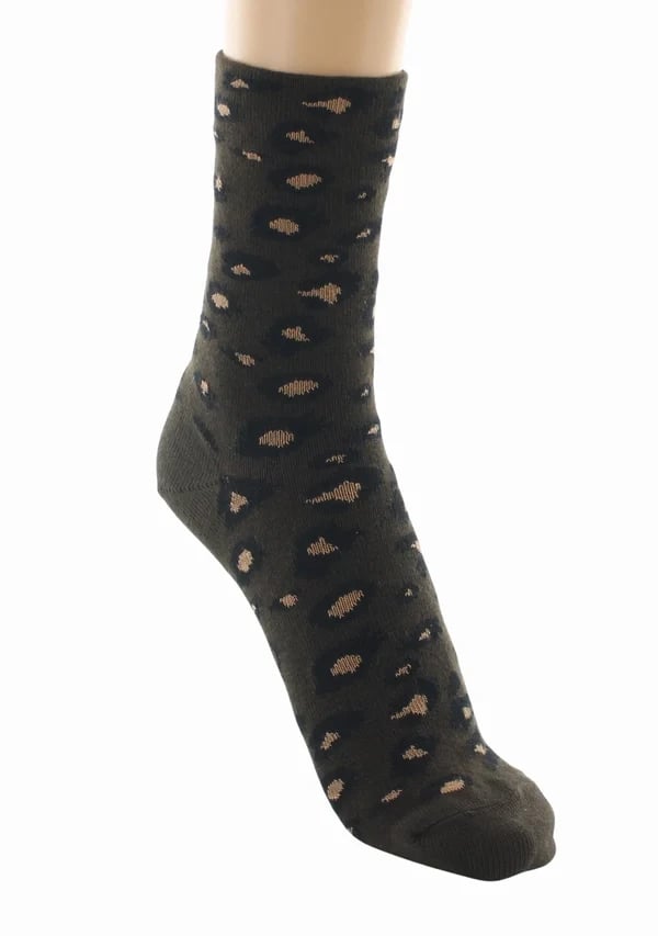 Berthe mi-chaussettes léopard, Marron